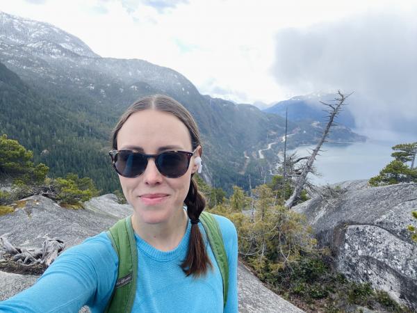 Dr. Amanda Butler in a selfie taken on top of the Stawamus Chief