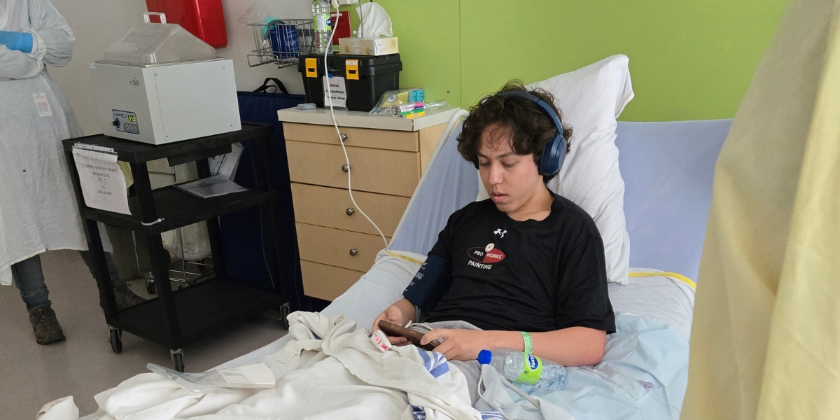 Ty Sperle receiving treatment