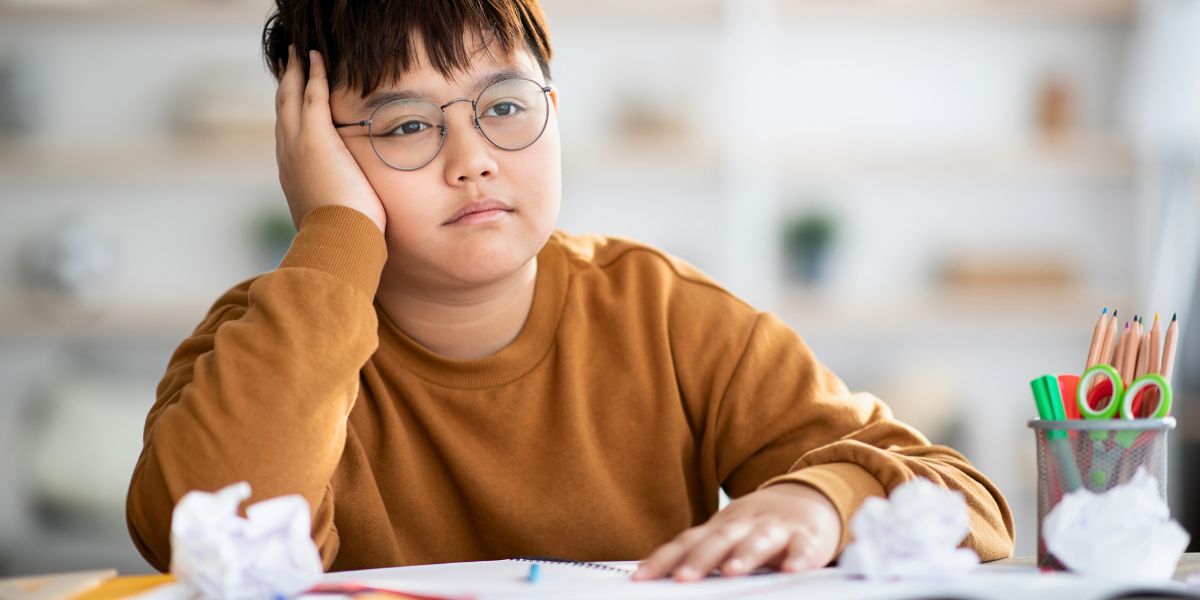 Young student showing lack of motivation