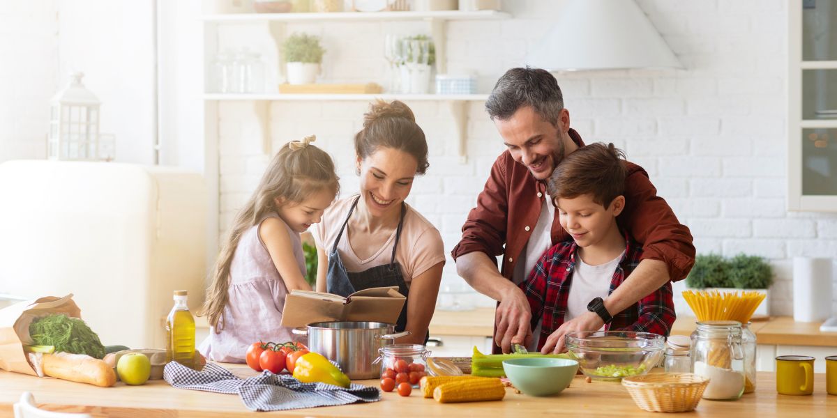 Family cooking together