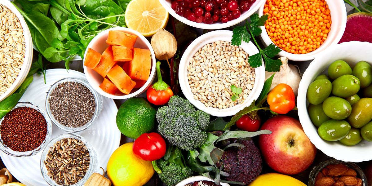 A variety of healthy foods 