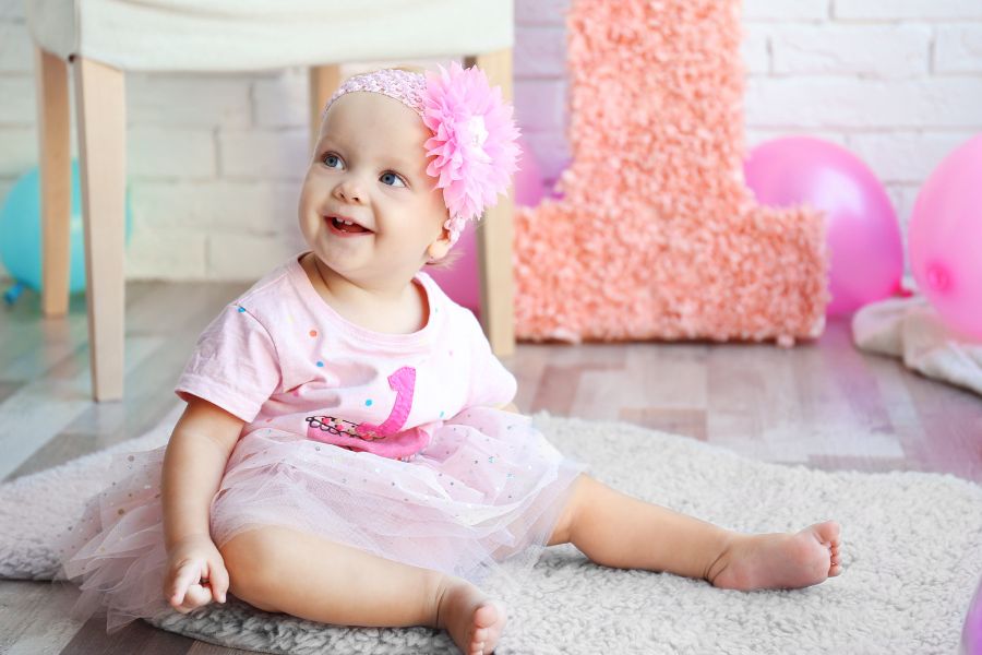 One-year-old child smiling