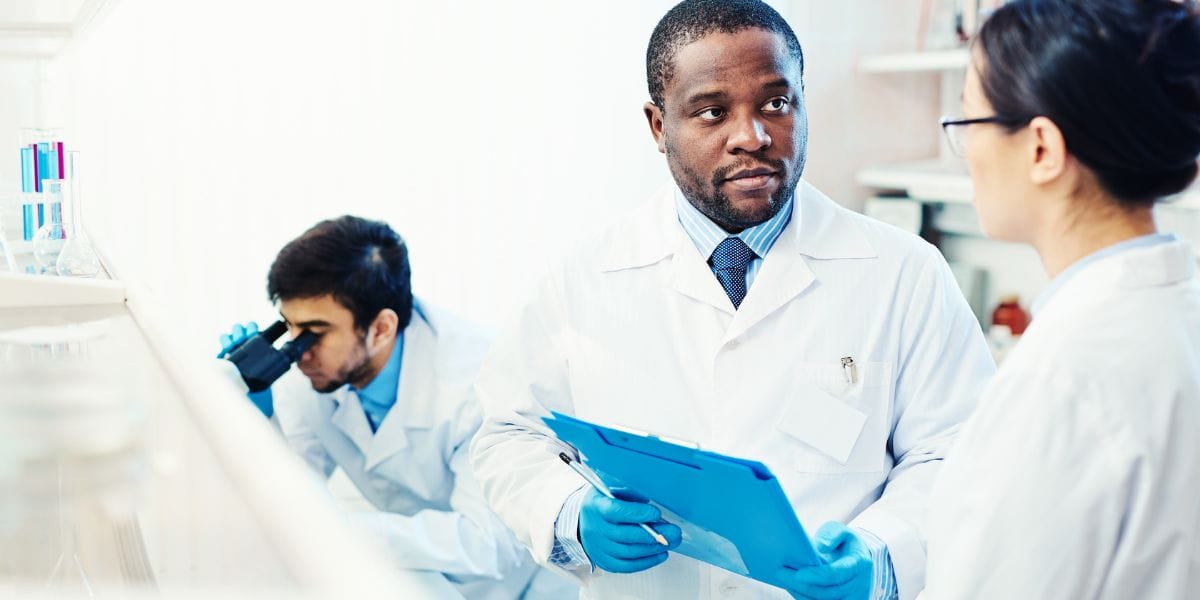 Health-care professionals talking