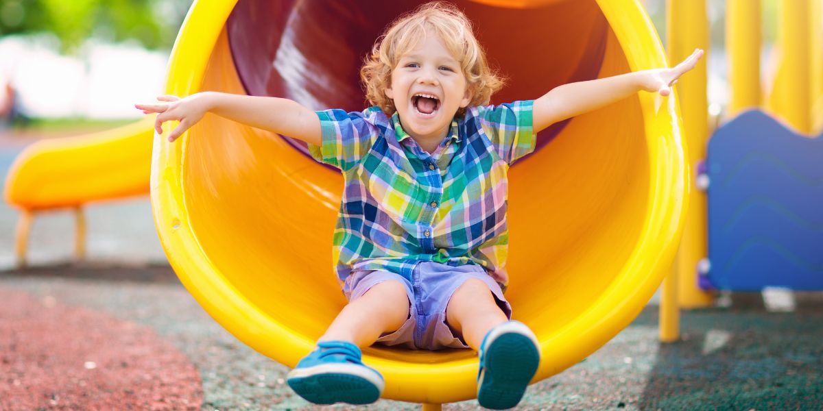 Boy playing in the playground